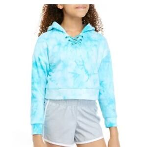 ZELOS NWT GIRLS TIE-DYE LACE-UP HOODIE